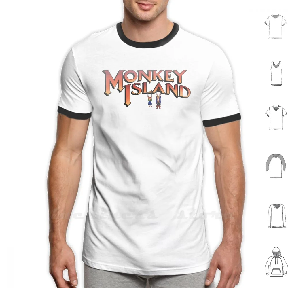 Ilha do macaco em correntes t camisa grande tamanho ilha do macaco lucas jogos videogame lechuck vingança isola tesoro tesouro pirata