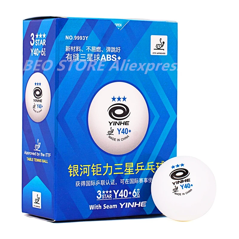 YINHE 3-Star Y40+ Table Tennis Balls (3 Star, New Material 3-Star Seamed ABS Balls) Plastic Poly Ping Pong Balls