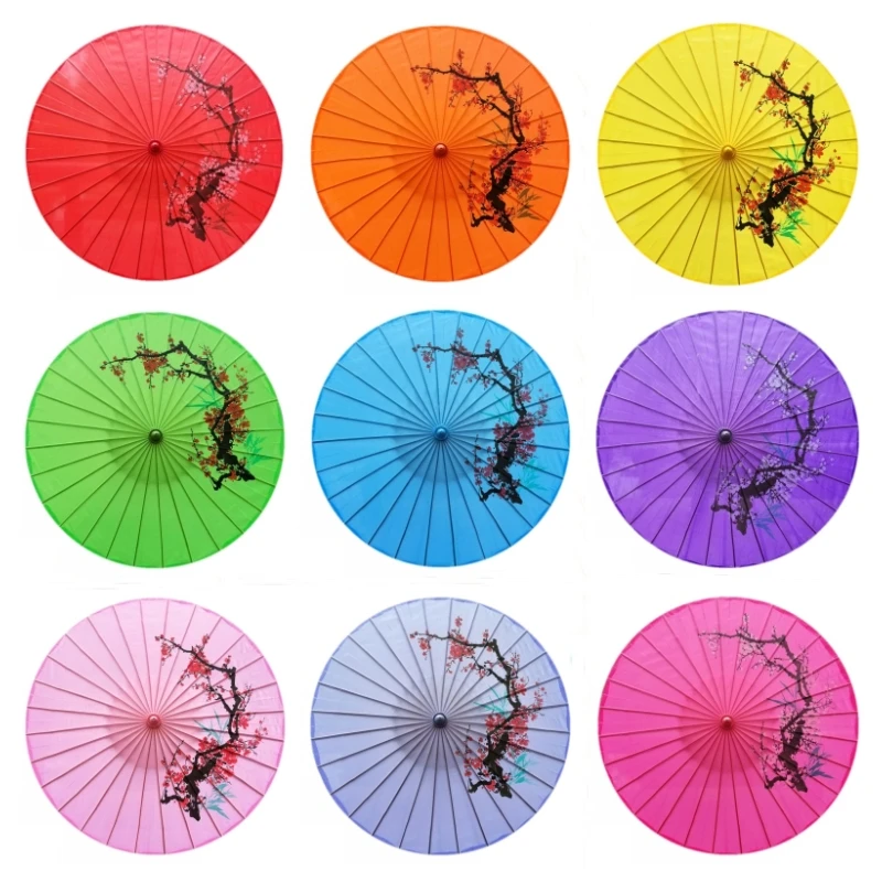 2PCS High Quality Japanese Style Bamboo Silk Parasol Sun Umbrella With Hand-Painted Flower Design For Wedding & Home Decorations