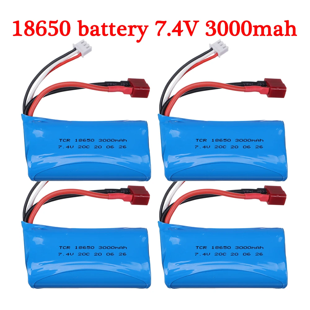 18650 bateria 7.4v 3000mah lipo bateria 2s para wltoys 104009/12423/10428 /12429/12401/12402/12402a rc carro acessórios de reposição