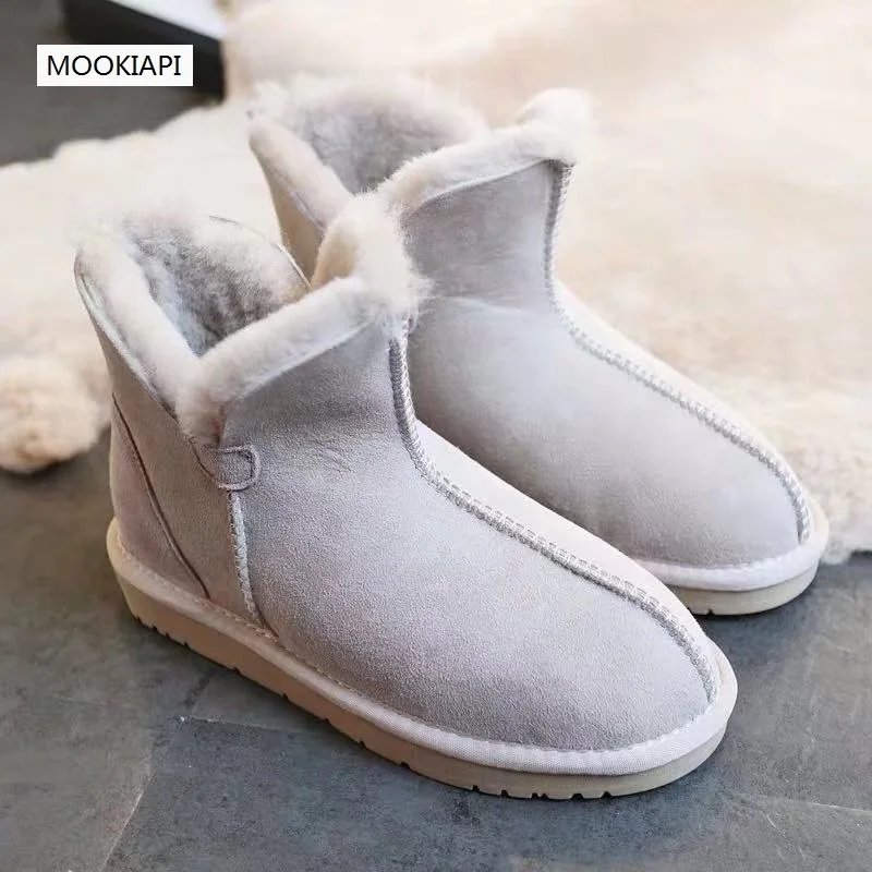 The latest high-quality snow boots in Europe in 2020 real sheepskin, 100% pure wool, women\'s shoes, free delivery