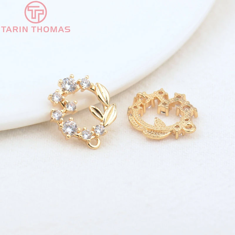 (3962)4 قطعة 14 مللي متر حفرة 1 مللي متر 24 كيلو الذهب اللون النحاس مع الزركون Anadem السحر عالية الجودة صنع المجوهرات النتائج اكسسوارات