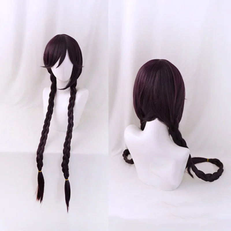 

Danganronpa Touko Fukawa Toko Dark Purple Braids Wig Cosplay Costume Dangan Ronpa Heat Resistant Synthetic Hair+cap wig