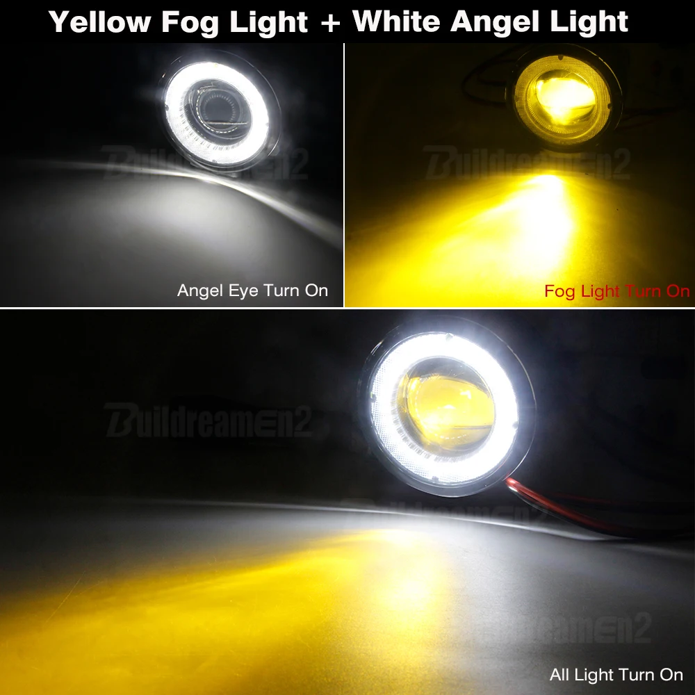 2 X Samochodowe światło przeciwmgielne Angel Eye LED Soczewka przeciwmgielna Światła do jazdy dziennej DRL 30W H11 Do Fiat 500 Panda Punto Evo