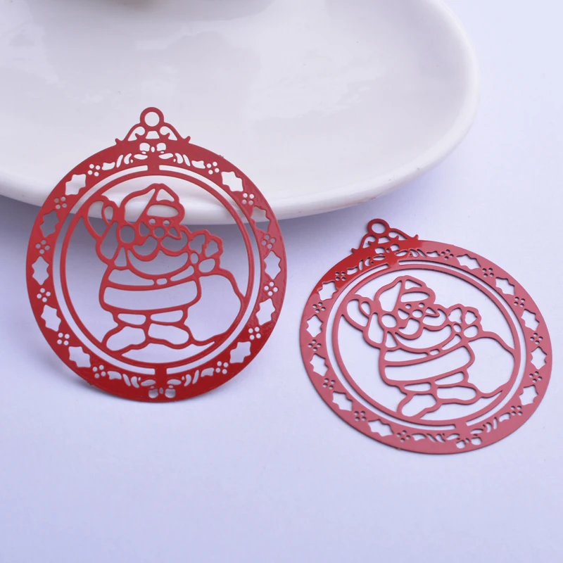 30 Stück AB2923 42*48mm Große Runde Weihnachtsmann-Anhänger DIY Ohrringe Schmuck – Detail 4