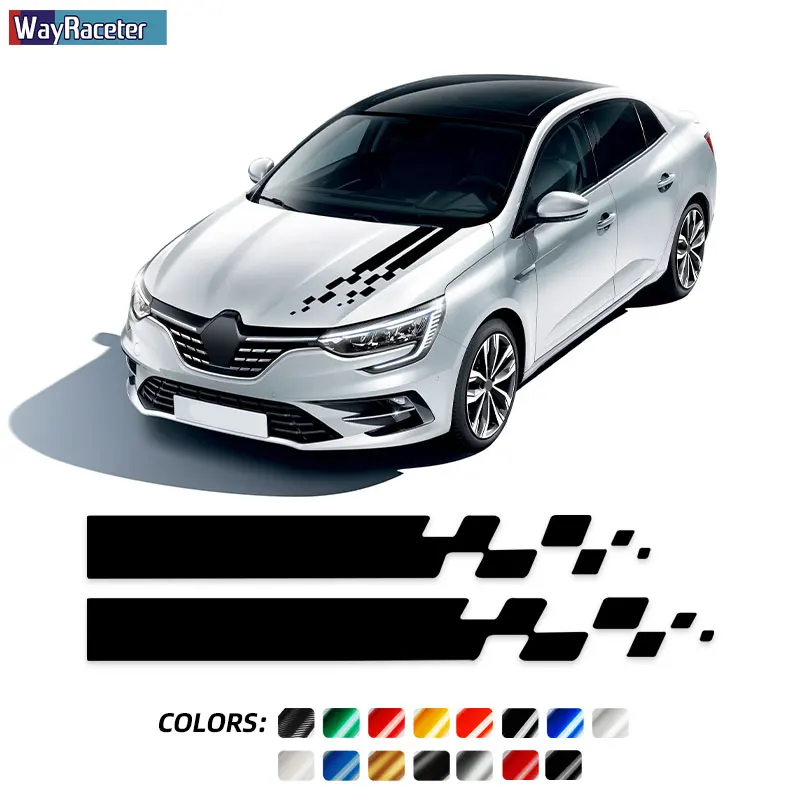 

Car Stripes Hood Sticker Racing Bonnet Sport Decal For Renault Megane Clio RS Captur Sandero Espace Twingo Scenic Laguna Trafic