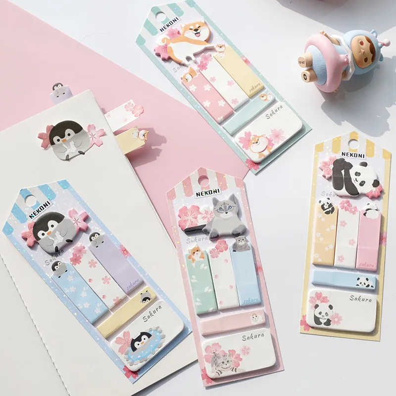 Sakura Sacrifice Dog Sticky Notes Message Post Shiba Inu Penguin Panda Cat Memo N Times Stickers Kawaii  Cute Sticky Notes