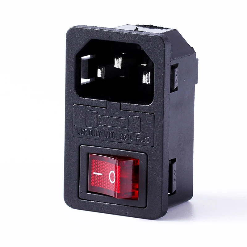 LZ-14-F4 CE C14 AC Power Socket With Fuse holder Rocker Switch 250V 10A
