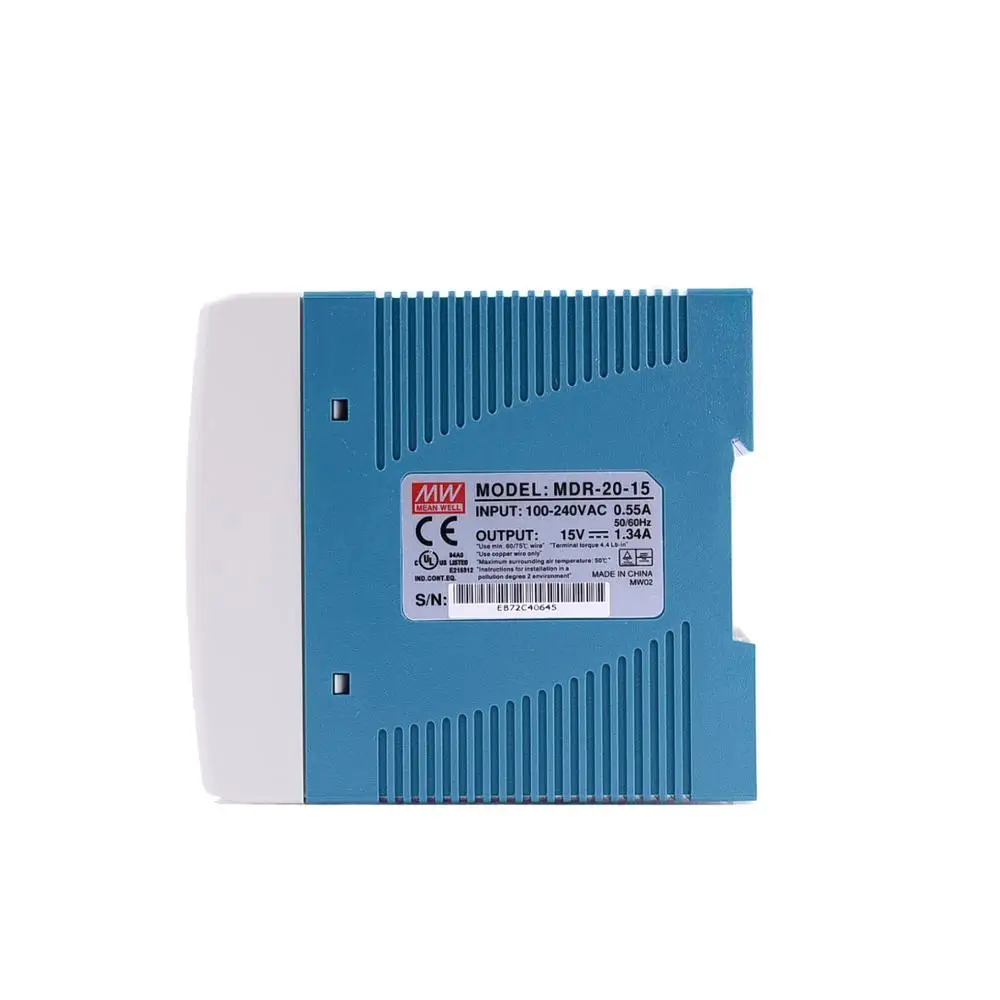 

Original Mean Well MDR-20-15 DC 15V 1.34A 20W meanwell Single Output Industrial DIN Rail Power Supply