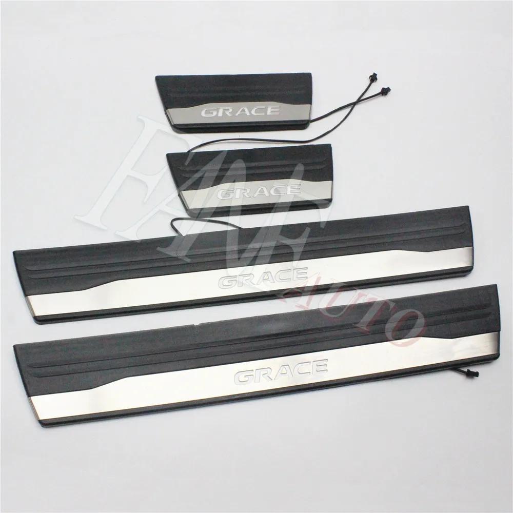 Car Styling Stainless Steel Led Door Sill Scuff Plate Guard Protector Trim For Honda Grace 2014-2020