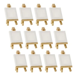 12Pcs 이젤 및 12Pcs 캔버스 키트 미니 유화 프레임 사변형 8*8cm 프레임 10*10 * cm 선반 DIY 드로잉 페인트