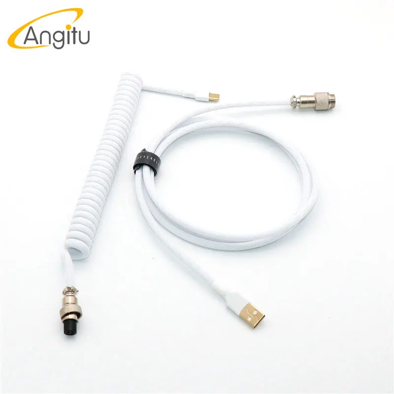 Angitu مزدوجة الأكمام ملفوف لوحة المفاتيح الميكانيكية كابل يو إس بي لنوع C مع GX16 الطيار