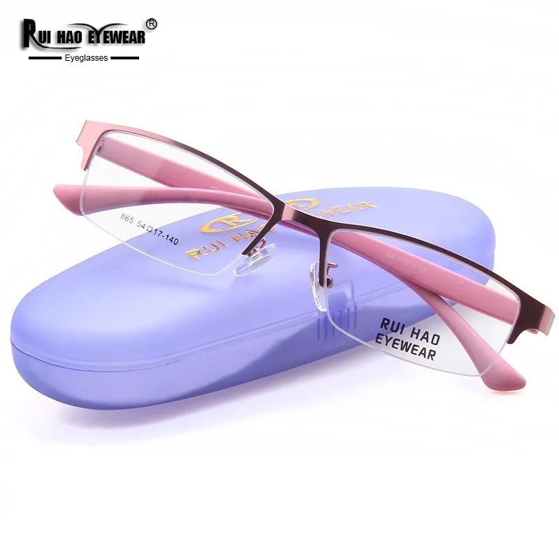 Unisex Rectangle Eyeglasses Frame Women Stainless Steel Glasses Frame and TR90 Temple Optical Frame Super Light Spectacles 865