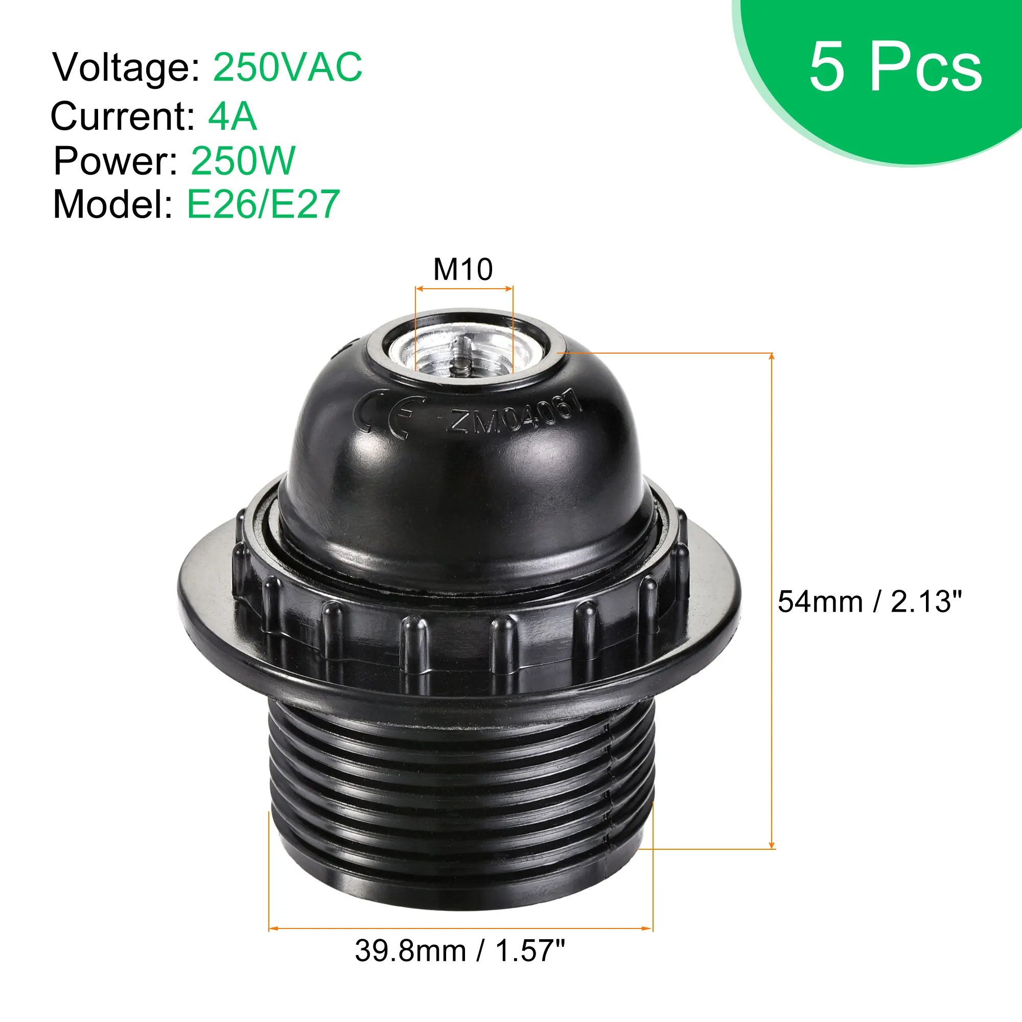 Uxcell 전구 홀더, 나사 회전 루프, 나사 베이스 램프 소켓, E26, E27, 250V, 4A, 5 개