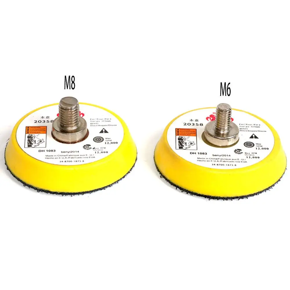 2pc 2-6 polegadas 125mm placa de apoio de lixadeira autoadesiva almofada de disco m6/m8 gancho-loop apto lixadeira de ar ângulo moedor ferramenta elétrica
