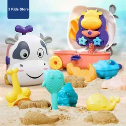 Children's Bath Toys Multifunctional Three In One Water Playing Trolley Box Cartoon Storage Trolley Sand Castle Toys