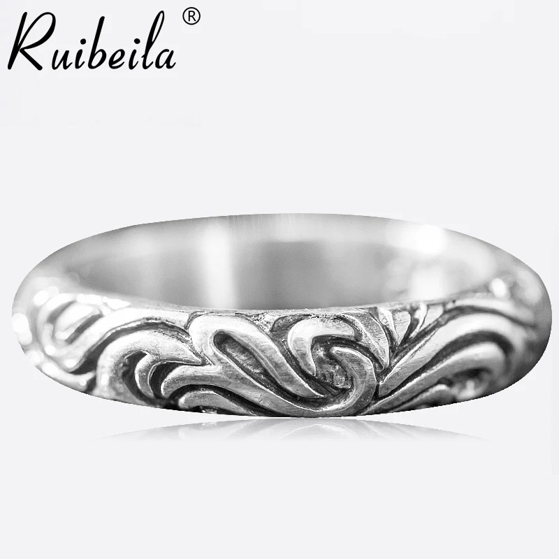 

ruibeila véritable 925 argent personnalité fine section Tang herbe motif anneau hommes et femmes bijoux cadeau anneau