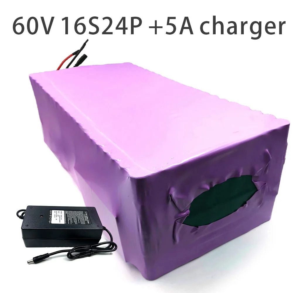 

With 5A charger 84Ah 16S24P 60V battery e-bike ebike electric bicycle Li-ion Motorcycle tricycle customizable 410x220x150mm