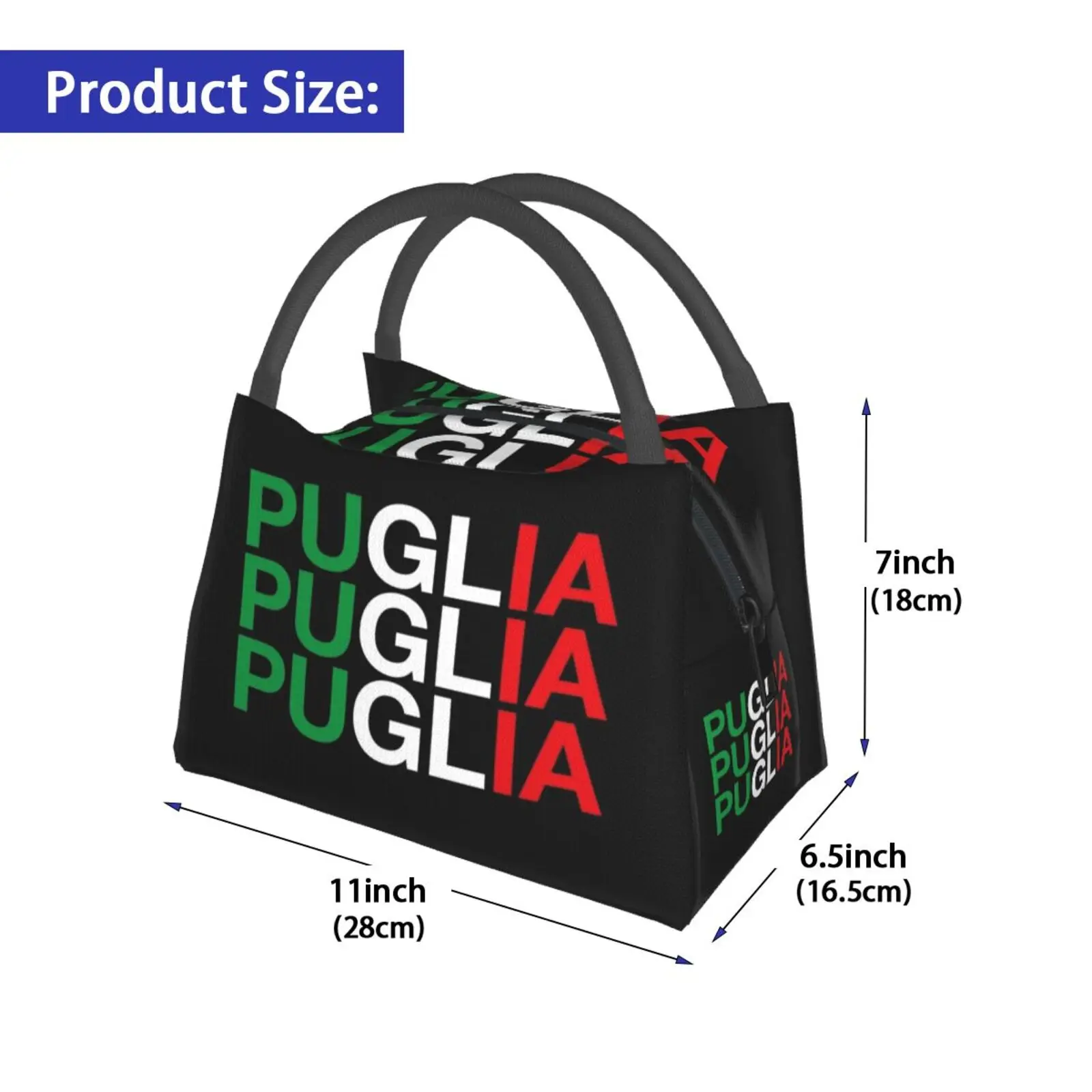 Cooler Lunch Bag Picnic Bag Puglia Italian Flag Puglia Italia Italy Italian Pari Adriatic Sea Typography Green