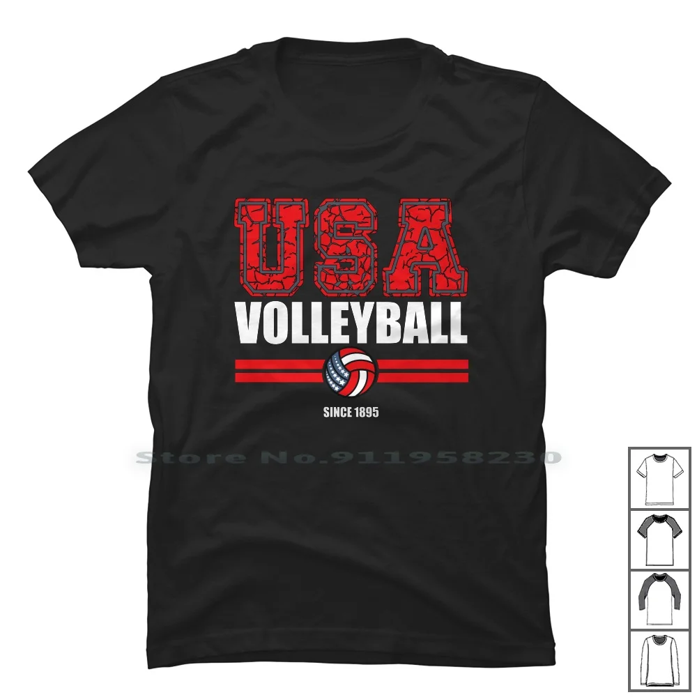 Usa Volleyball Sports T Shirt 100% Cotton Competition Volleyball Ball Sport Humorous Volley Sports Player Sport Layer Team Shot