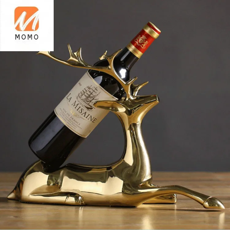 Pure Bronze Hot Sale Modern Display Deer Animals Wine Rack For Wine Store