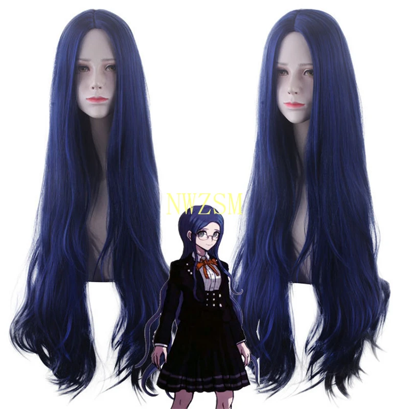 

100cm Danganronpa: Trigger Happy Havoc Cosplay Wigs Shirogane Tsumugi Playing Long Dark Blue Color Hair Halloween 1:1 Wigs