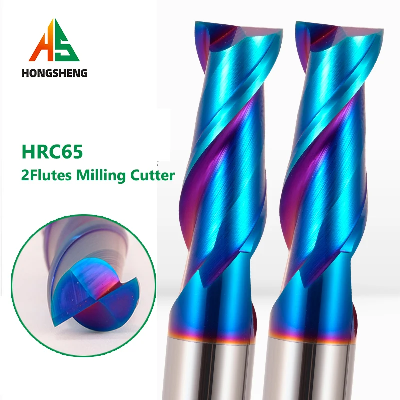 Carbide end mill HRC65 2 Flute 1 2 3 4 5 6 8 10 12mm Alloy Carbide Milling Tungsten Steel Milling Cutter For Wood IRON EndMills