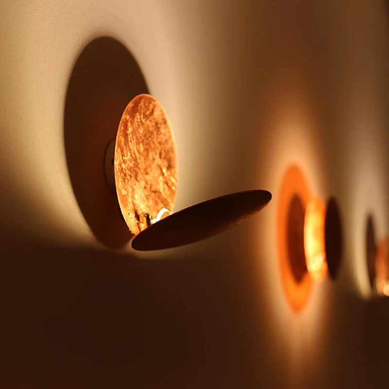 

Lederam Wall lamp Creative Moon Eclipse Aisle circular lamp Corridor For Bedroom Bedside Living Room LED gold wall lamp