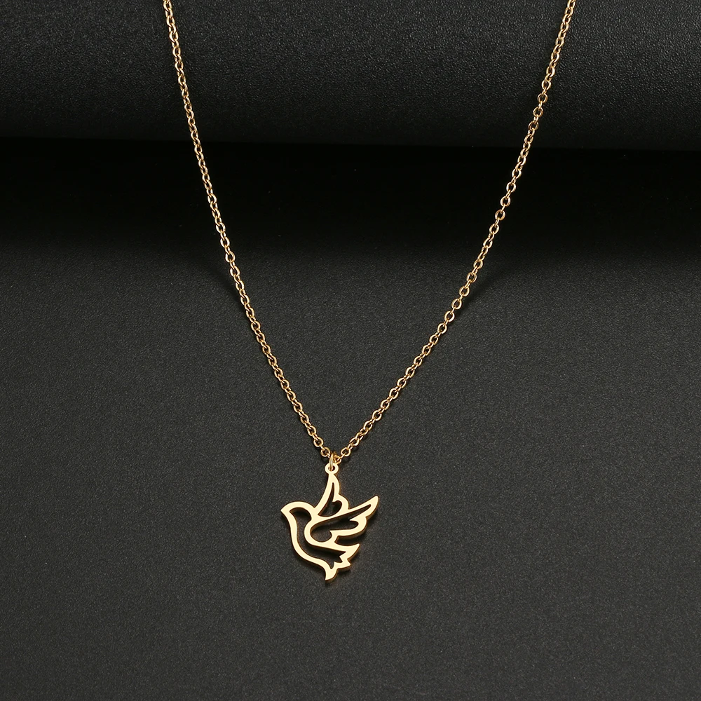 Stainless Steel Necklaces Peace Dove Pendant Chain Collar Fashion Necklace For Women Jewelry Trendy Accessories Friends Gifts