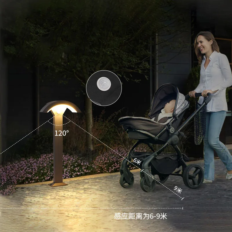 Imagem -02 - Moderno Impermeável Led Jardim Gramado Lâmpada Ip65 Alumínio Sensor de Movimento Pilar Luz Exterior Pátio Villa Paisagem Novo 24w