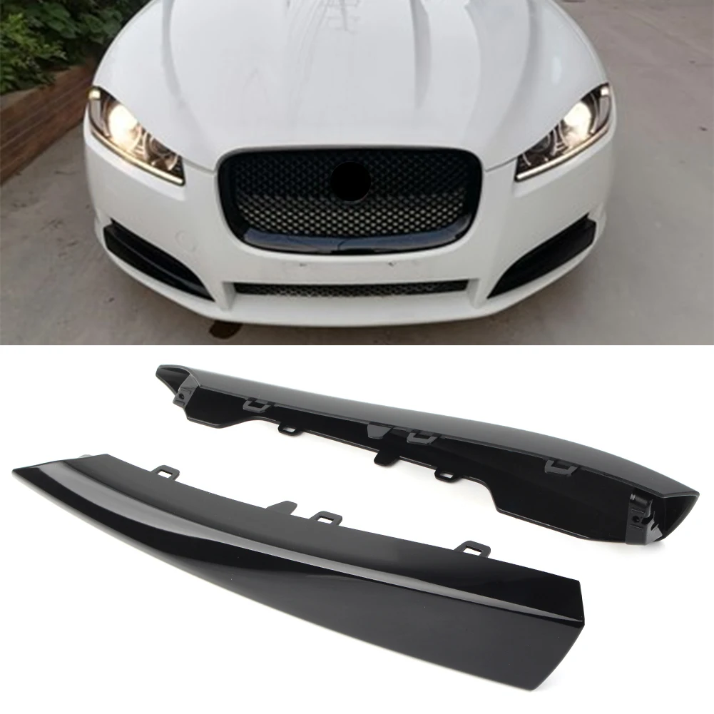 1Pair LH+RH Car Front Bumper Side Grille Black Insert Cover Trim For Jaguar XF Base 2012 2013 2014 2015 W/O supercharger