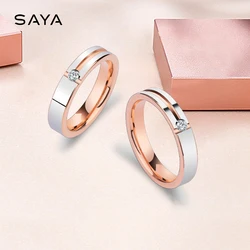 Wedding Rings for Men Women Rose Gold Plating Tungsten Synthetic Moissanite Inlay Confort Fit Band, Engraving