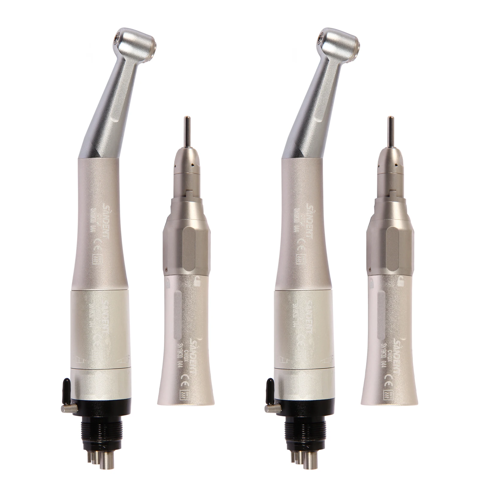 2 Set 4 Hole Air Motor E-type stainless steel Contra Angle Straight Handpiece Extra water spray DentalEquipment Low Speed SP Kit