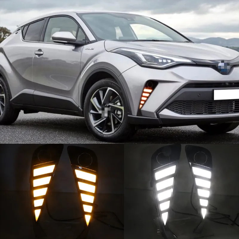 

Car LED DRL Headlight For Toyota C-HR CHR 2020 2021 Turning Yellow Signal Fog Lamps Daytime Running Light Auto Daylights