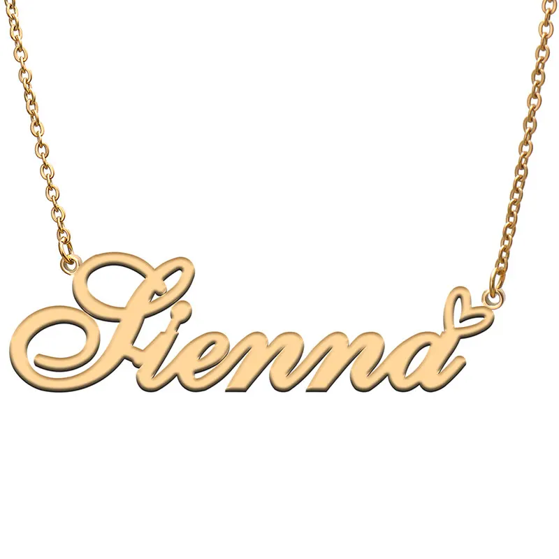 

Sienna Nameplate Stainless Steel Name Necklace for Women Personalized Dainty Jewelry Gift for Her Birthday Valentines Day