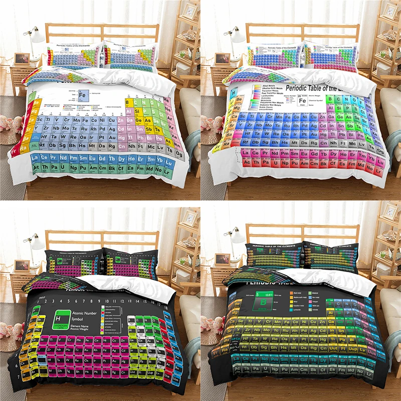 

Home Textile Luxury 3D Periodic Table of The Elements Print 2/3Pcs Comfortable Duvet Cover PillowCase Bedding Sets EU/US/AU Size