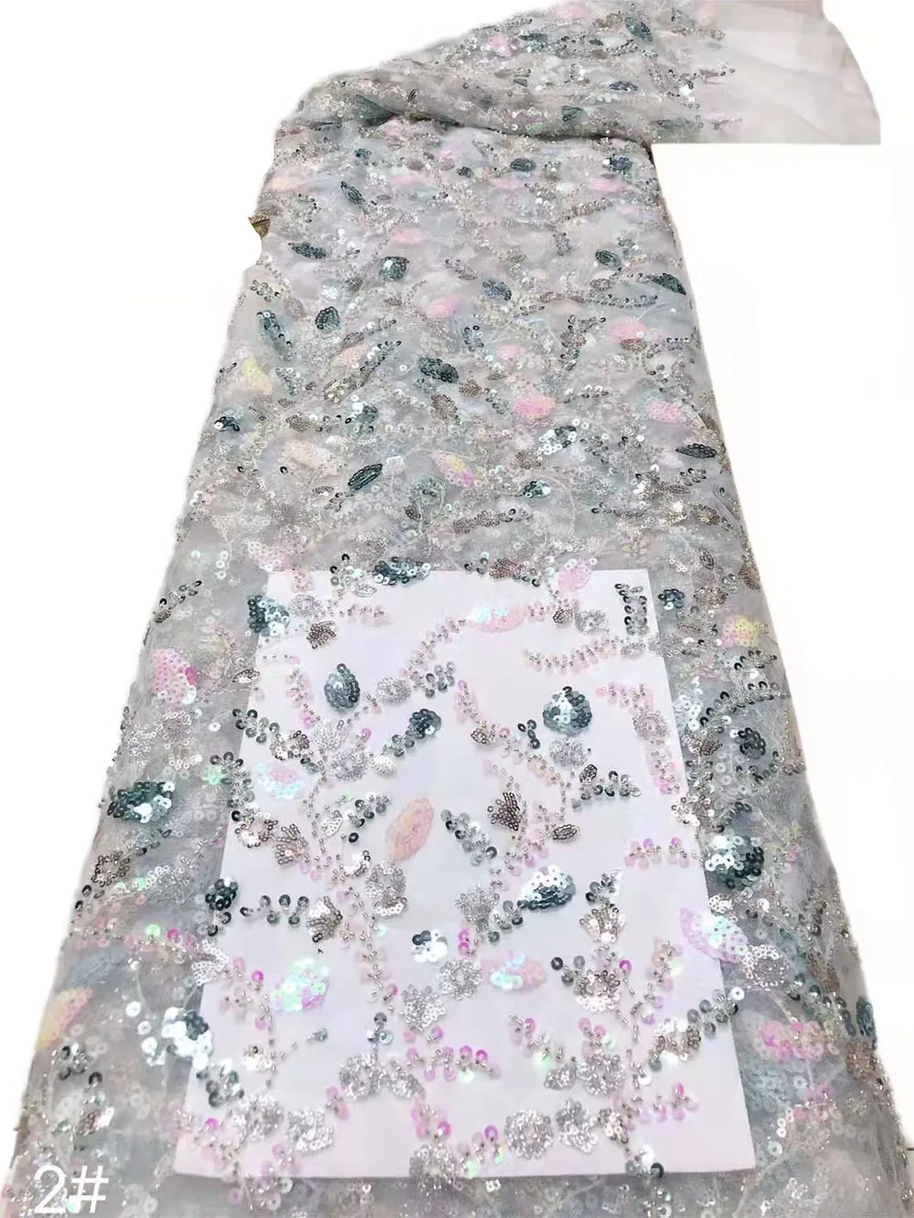

Beautiful French Mesh Lace Fabric Tulle Embroidery Sequins Beads Tube Craft Sewing Design Banquet Party Prom Wedding Dress Skirt