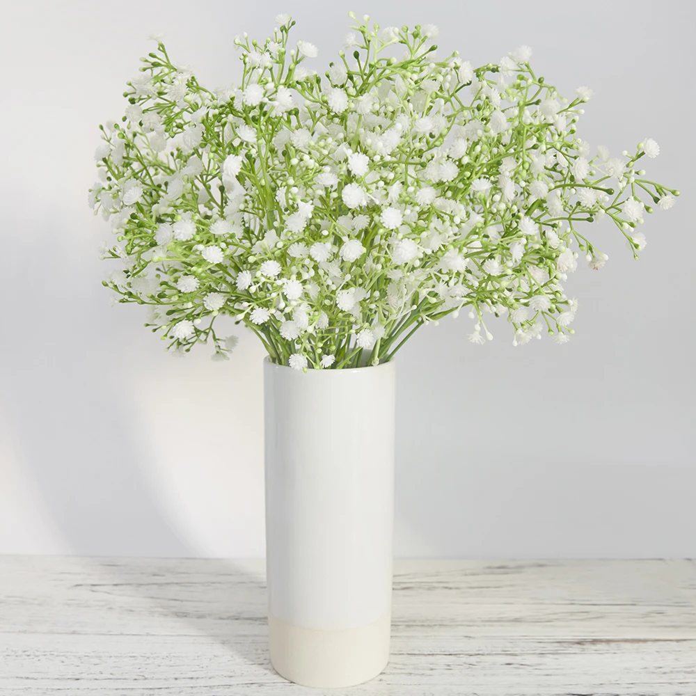 5 Branch Plastic Artificial Flowers Bouquet White Gypsophila DIY Home Wedding Balcony Babysbreath Outdoor Decoration Fake Flower