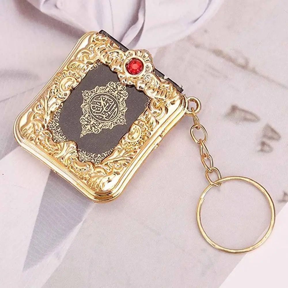 1Pcs New Muslim Keychain Resin Islamic Mini Ark Quran Book Real Paper Can Read Pendant Key Ring Key Chain Religious Jewelry