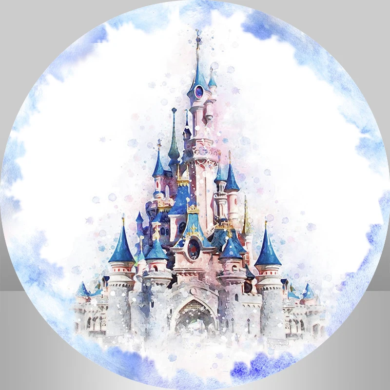 Sensfun Blue Castle Prince Birthday Party Photography Background Elastic Circle Circle Photo Backdrop Dessert Table Cover Banner