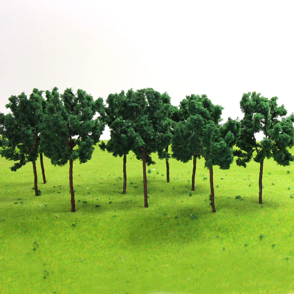 

D7040 20pcs HO Scale 7cm Deep Green Model Trees Iron Wire Trunk Railroad Diorama Mini Scenery