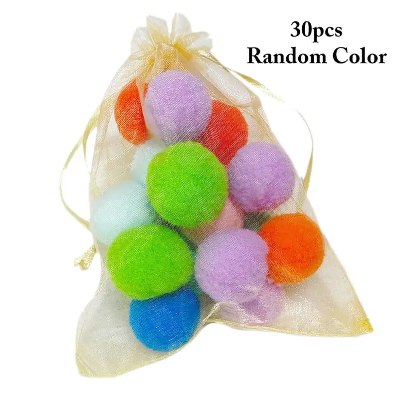 Kapmore 30Pcs Mix Colors Cat Toy Balls Fluffy Assorted Colors Cat Chase Balls Cat Chew Toys Pet Accessories Random Color