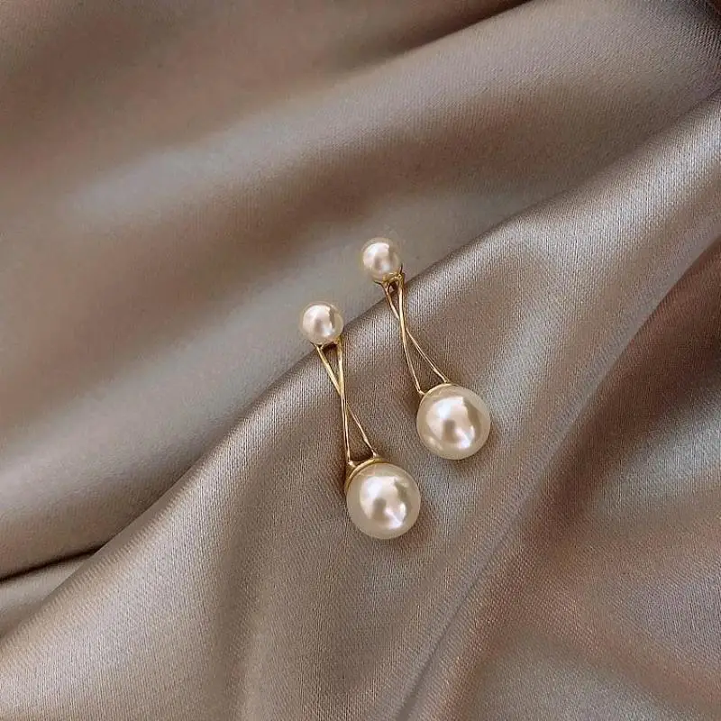 Cross Imitation Pearl Female Elegant Earrings Simple Temperament Korean Fashion Sweet Delicate Earrings Bride Wedding Jewelry