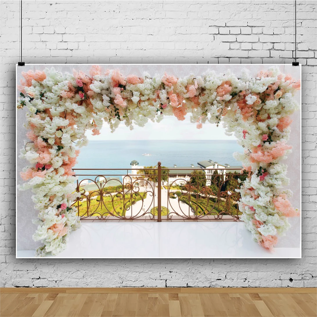 Rosa flor foto fundo do chuveiro de noiva fotografia pano de fundo seaside casamento palco decoração foto fundo para estúdio foto