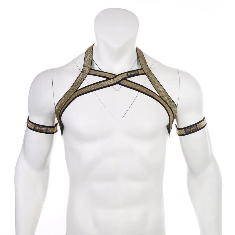 Herren Brust Harness Schulter Riemen Muscle Elastische Gürtel Arnes Hombre bondage dessous mit Arm Band Phantasie Club Party Kostüm