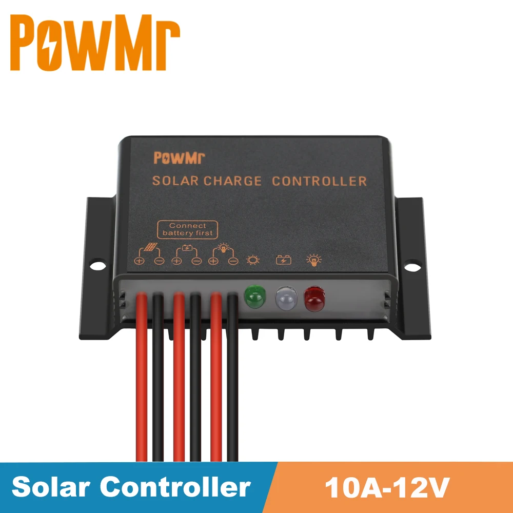 PowMr Mini PWM Solar Charge Controller 10A 12V Waterproof IP68 Load Working for 24 hours Solar Regulator Solar Power System