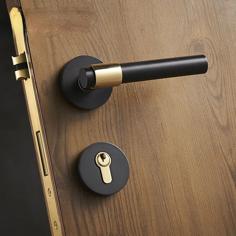 

Brass Lever Light Luxury Black Gold Modern Fashion Interior Room Bedroom Bathroom Solid Wood Door Lock Split Handle Knob
