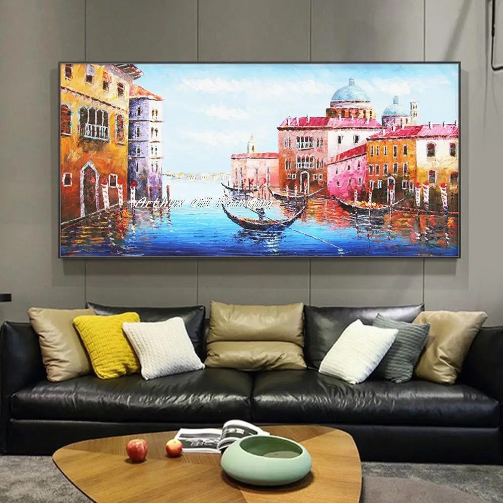 

100% ручная роспись искусственный пейзаж картина маслом на холсте, современный абстрактный постер, Настенная картина, украшение для комнаты и дома