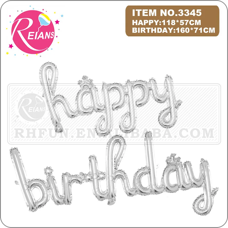 happy birthday Conjoined Letters Balloons Rose gold Lowercase Alphabets Birthday Party Decorations Banner Baby Shower Globos