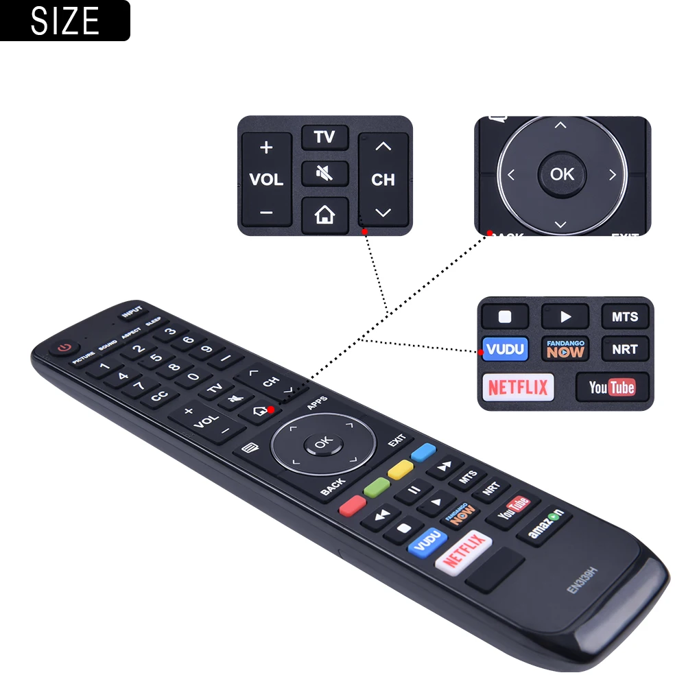 New EN3I39H Remote Control Replaced for HISENSE 55H9050E 65H9030E 55H9070E 65H9040E 55H9DPLUS 55H9EPLUS 65H6080E 55H9020E
